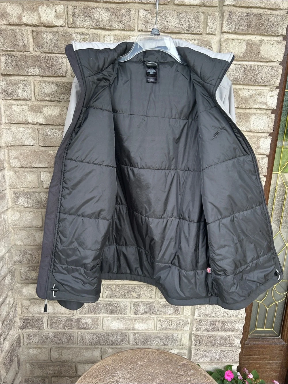 The North Face Light Gray and Black Softshell Hooded Performance Jacket